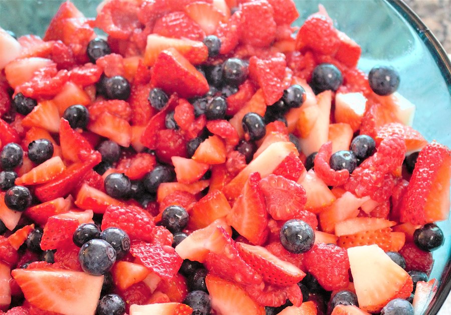 bowl of berries at potluck