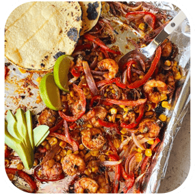 Sheet Pan Shrimp Fajitas with Lime and Cilantro